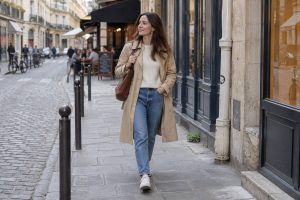 Un femme portant un trench